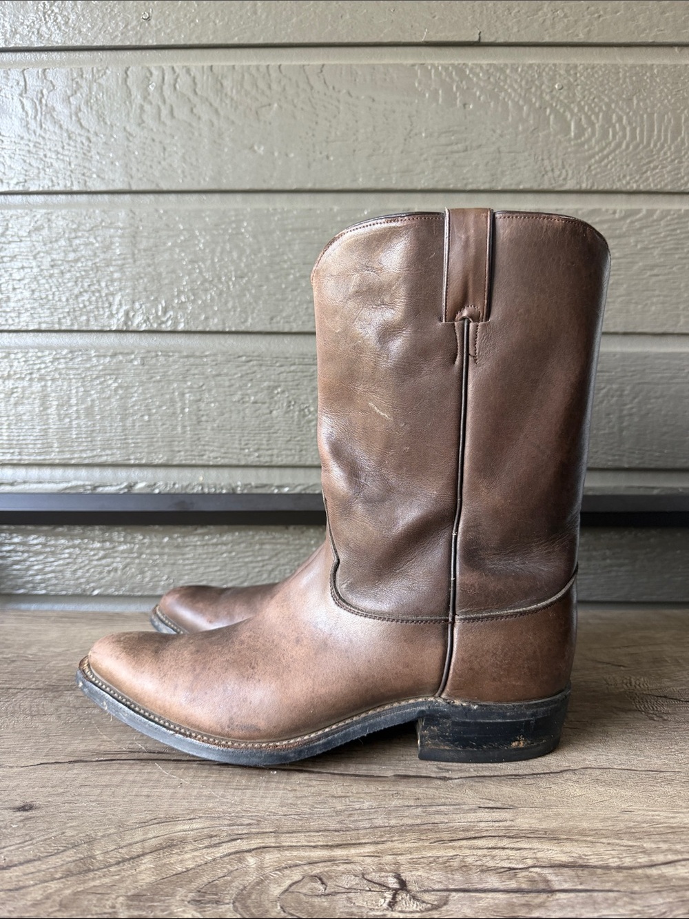 Justin Boots Brown Leather Western Cowboy Boot side 11 E - Picture 6 of 10